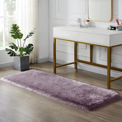 1pc Furry Floor Mat Purple Grey Animal Fur Rug Ultra Soft Carpet