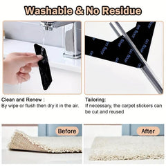 4pcs Rug Tape Anti Curling Non Slip Keep Rug In Place Reusable Rug Pad