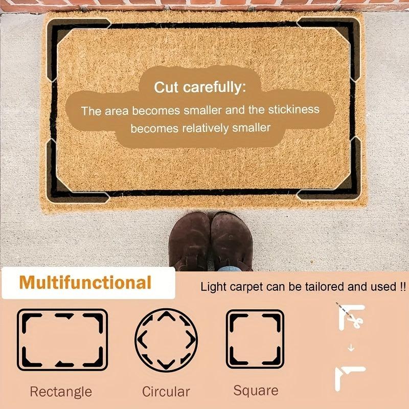 4pcs Rug Tape Anti Curling Non Slip Keep Rug In Place Reusable Rug Pad