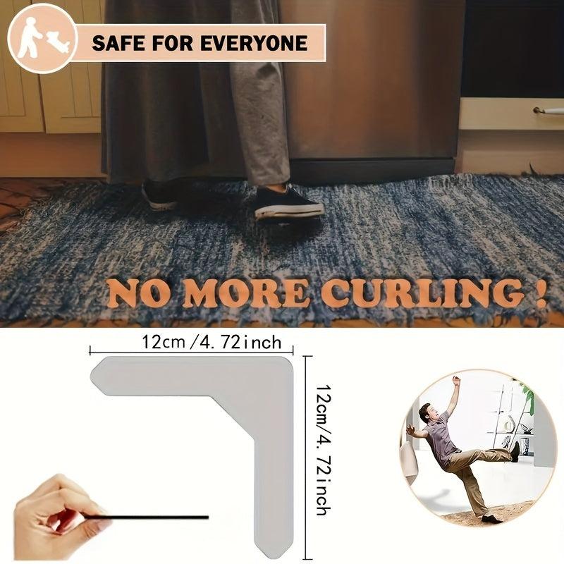 4pcs Rug Tape Anti Curling Non Slip Keep Rug In Place Reusable Rug Pad