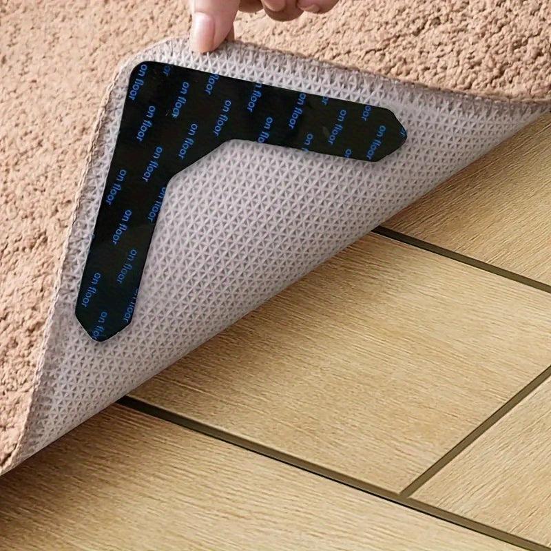 4pcs Rug Tape Anti Curling Non Slip Keep Rug In Place Reusable Rug Pad