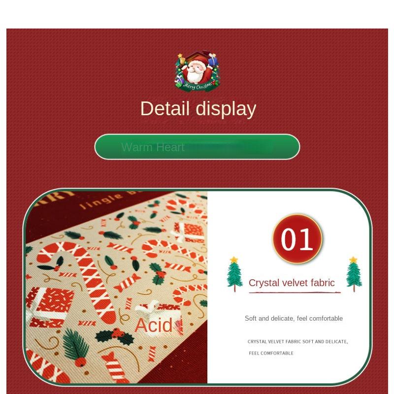 Christmas Round Floor Mat Festive Living Room Carpet Home Party Decoration