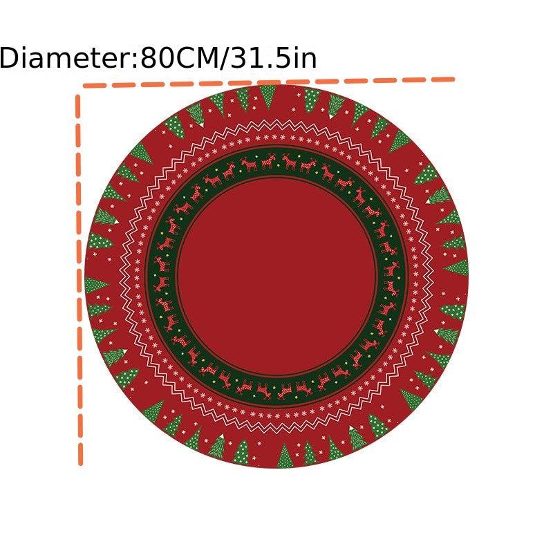 Christmas Round Floor Mat Festive Living Room Carpet Home Party Decoration