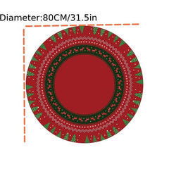Christmas Round Floor Mat Festive Living Room Carpet Home Party Decoration