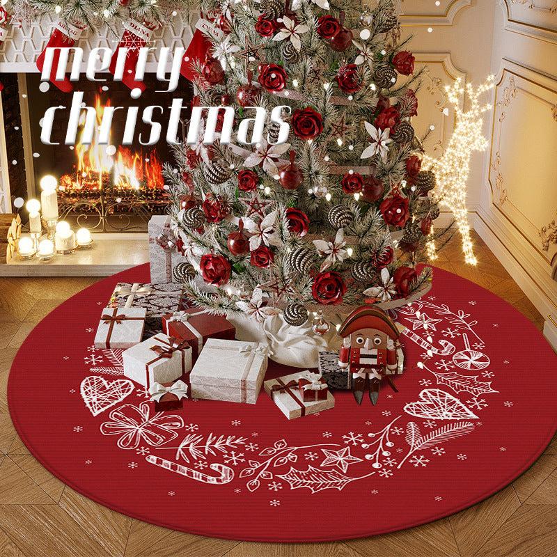 Christmas Round Floor Mat Festive Living Room Carpet Home Party Decoration