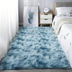 Soft Shaggy Rugs Tie Dye Blackish Green Plush