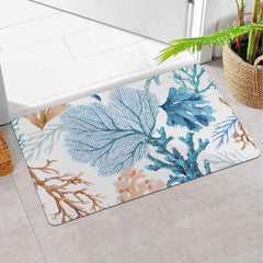 Coral Print Absorbent Indoor Outdoor Entrance Mat Durable Low Pile C