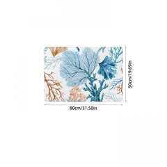 Coral Print Absorbent Indoor Outdoor Entrance Mat Durable Low Pile C