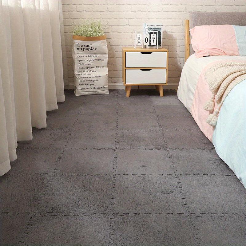10pcs Plush Foam Floor Mat Square Interlocking Carpet Anti-Slip Comfort Pads