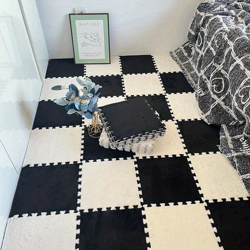 10pcs Plush Foam Floor Mat Square Interlocking Carpet Anti-Slip Comfort Pads