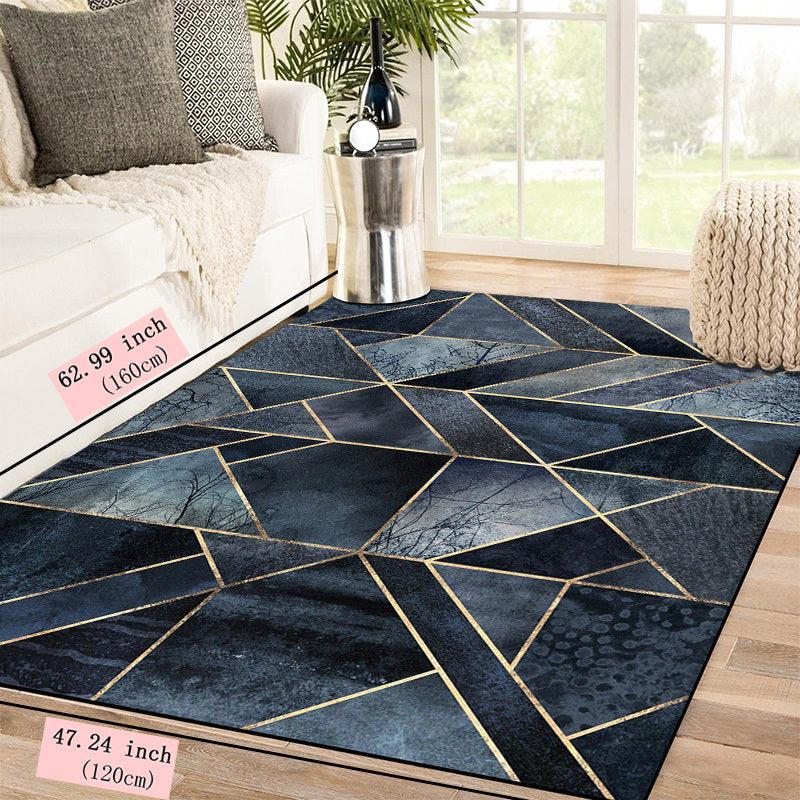 Grey Geometric Runner Rug Tree Branch Pattern Decorative Modern Style Floor Mat