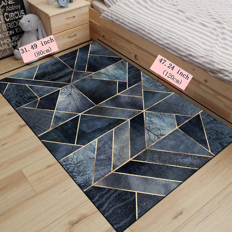 Grey Geometric Runner Rug Tree Branch Pattern Decorative Modern Style Floor Mat
