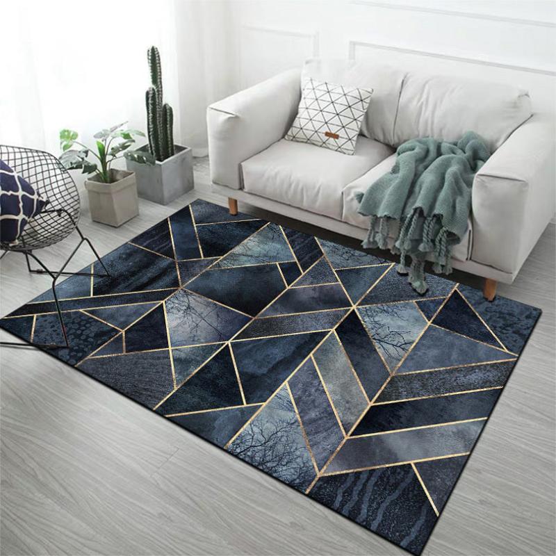 Grey Geometric Runner Rug Tree Branch Pattern Decorative Modern Style Floor Mat