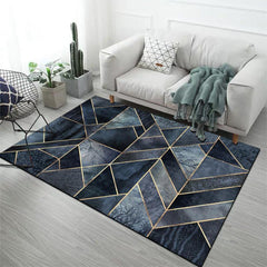 Grey Geometric Runner Rug Tree Branch Pattern Decorative Modern Style Floor Mat