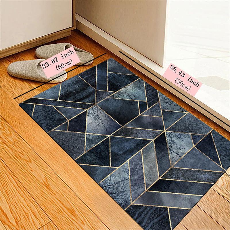 Grey Geometric Runner Rug Tree Branch Pattern Decorative Modern Style Floor Mat