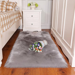 Grey Plush Rug Soft Fluffy Rug for Bedroom Living Room