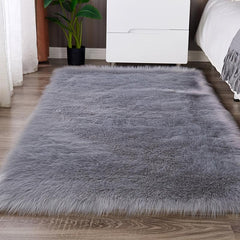 Grey Plush Rug Soft Fluffy Rug for Bedroom Living Room