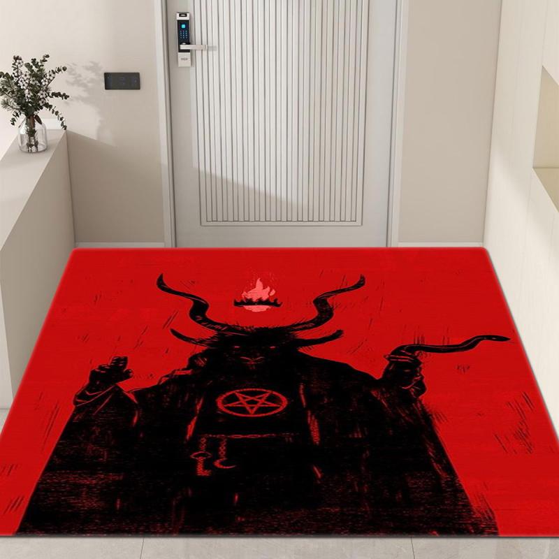 Halloween Horror Devil Print Kitchen Rug Gothic Floor Mat