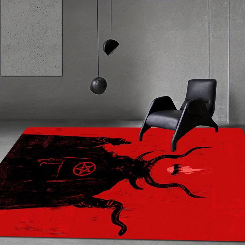 Halloween Horror Devil Print Kitchen Rug Gothic Floor Mat