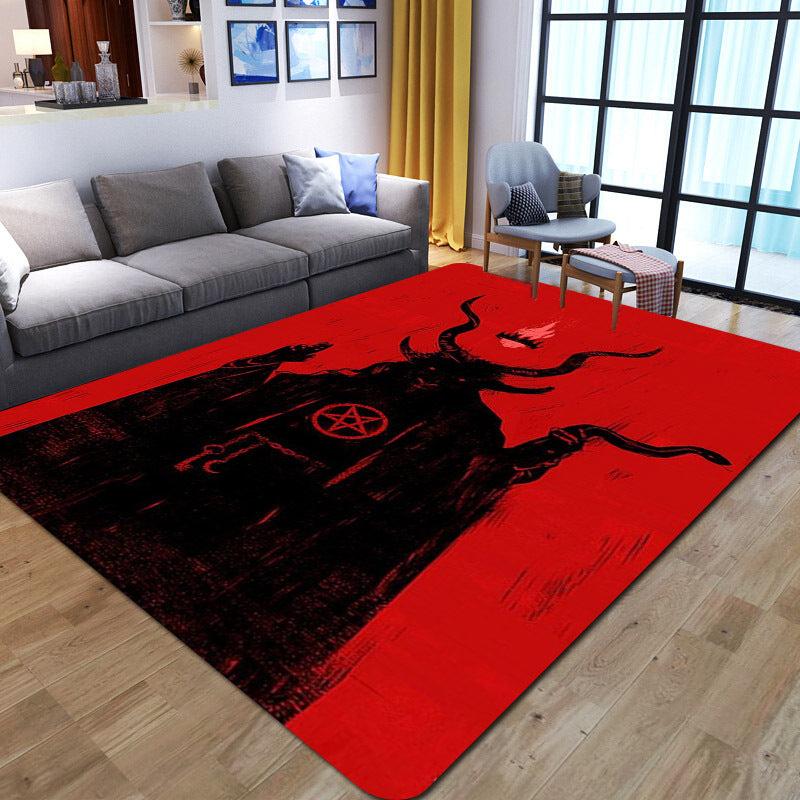 Halloween Horror Devil Print Kitchen Rug Gothic Floor Mat