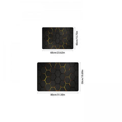 Golden Textured Hexagon Pattern Kitchen Rug TPR Floor Mat