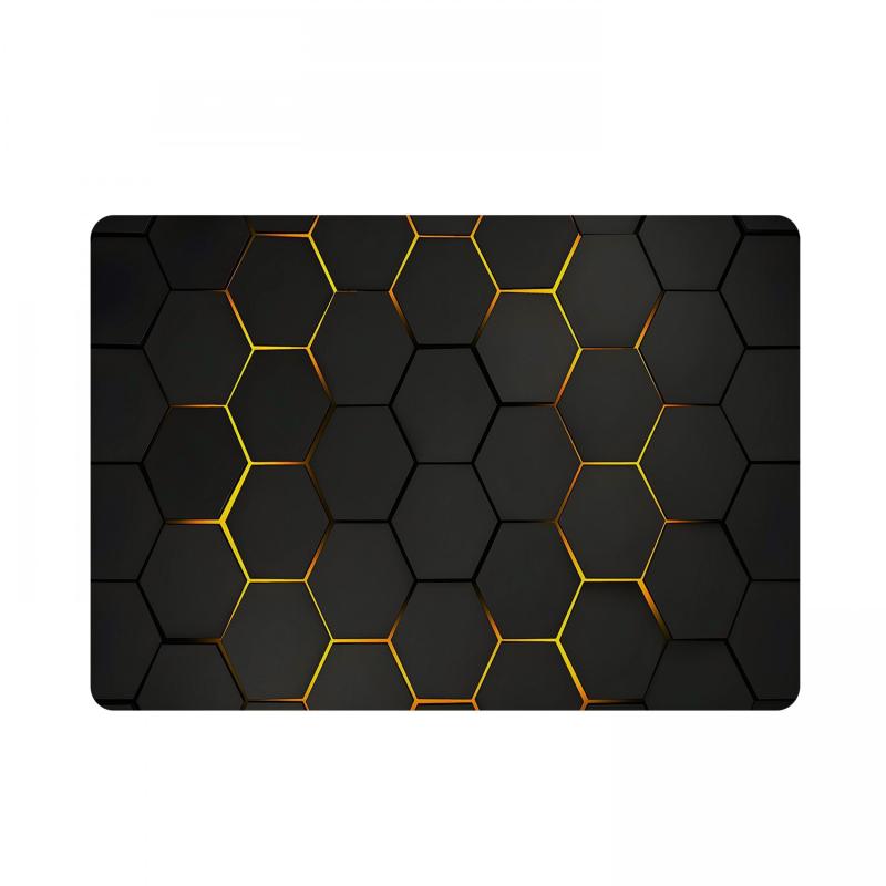 Golden Textured Hexagon Pattern Kitchen Rug TPR Floor Mat