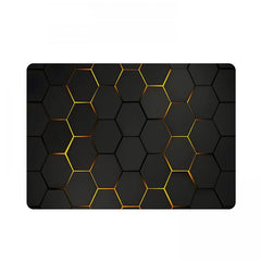 Golden Textured Hexagon Pattern Kitchen Rug TPR Floor Mat
