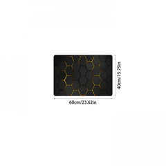 Golden Textured Hexagon Pattern Kitchen Rug TPR Floor Mat