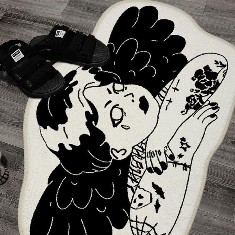 Thick Fluffy Gothic Carpet Evil Angel Rug Halloween Decor
