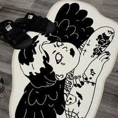 Thick Fluffy Gothic Carpet Evil Angel Rug Halloween Decor