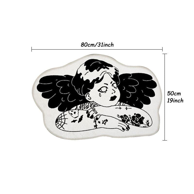 Thick Fluffy Gothic Carpet Evil Angel Rug Halloween Decor