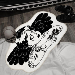 Thick Fluffy Gothic Carpet Evil Angel Rug Halloween Decor
