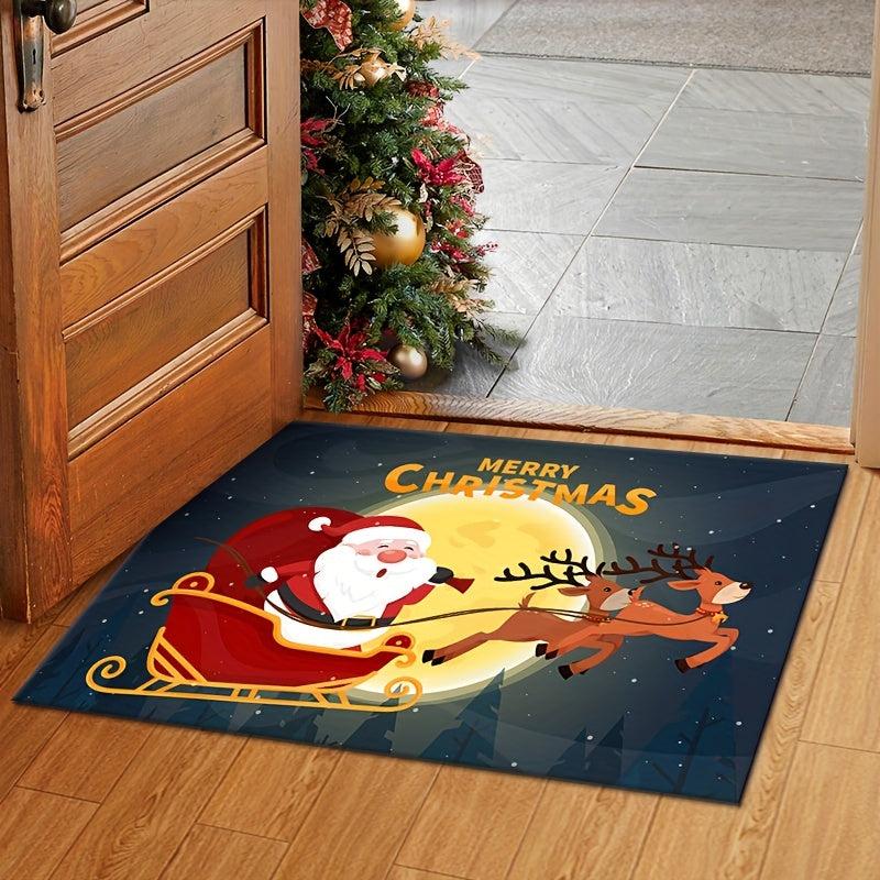 1pc Retro Santa Claus Deer Kitchen Rug