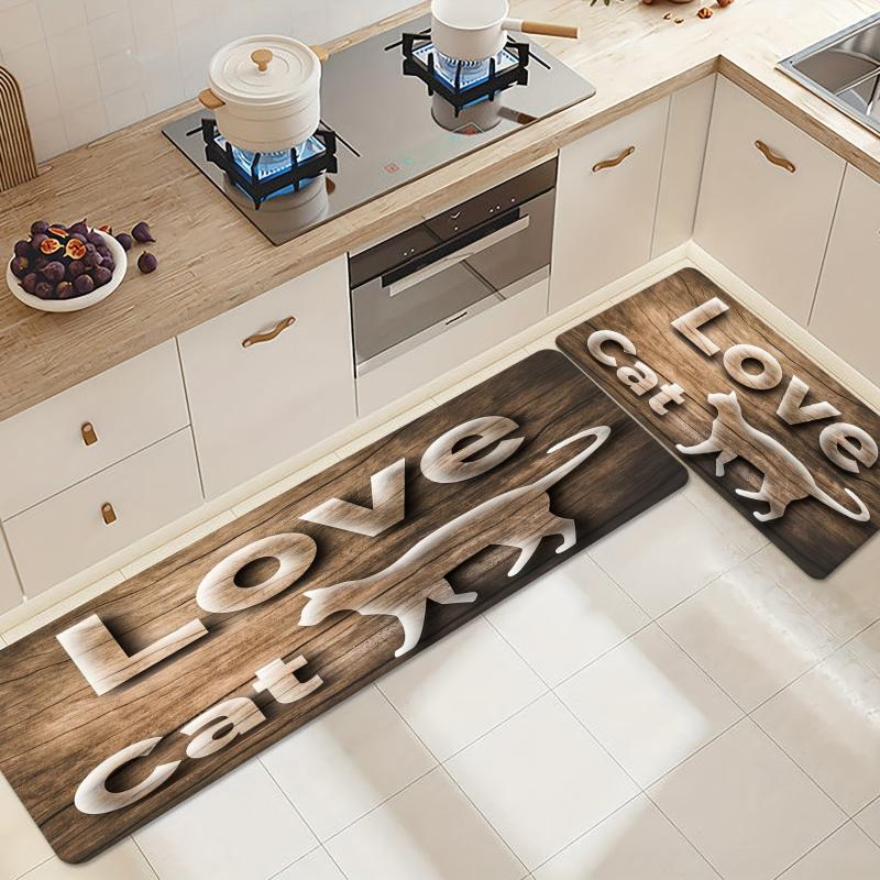 Wood Print Kitchen Rug Soft Anti Fatigue Comfortable Mat