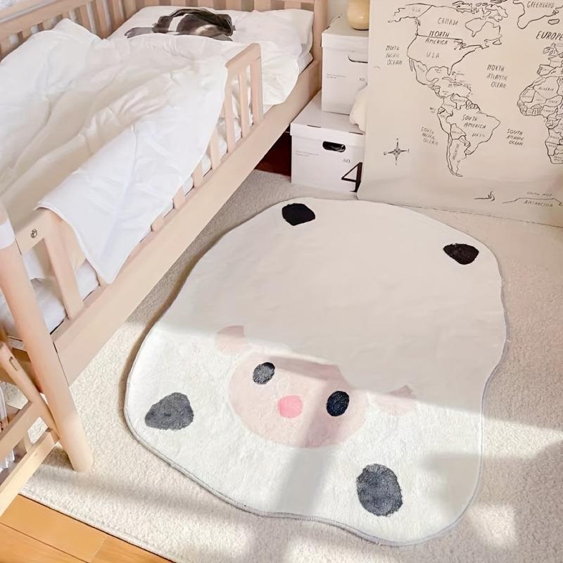 Cartoon Sheep Shaped Area Rug Non Slip Washable Polyester Floor Mat