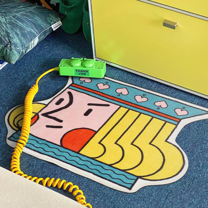Cartoon Faux Cashmere Carpet Abstract Poker Rug