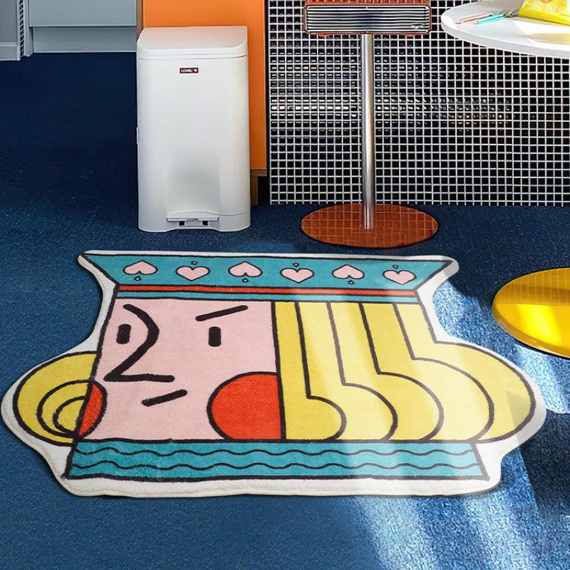 Cartoon Faux Cashmere Carpet Abstract Poker Rug