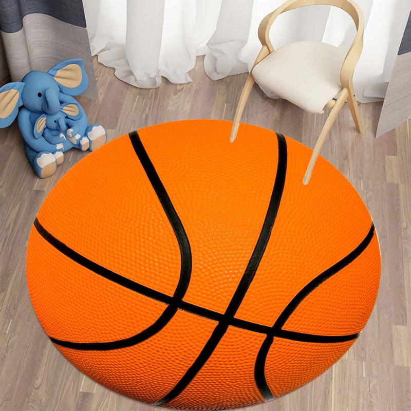 Basketball Round Carpet Non-slip Floor Mat Home Room Decor