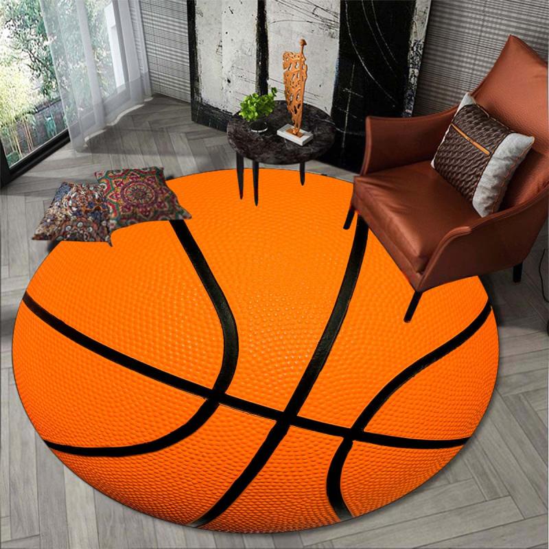 Basketball Round Carpet Non-slip Floor Mat Home Room Decor