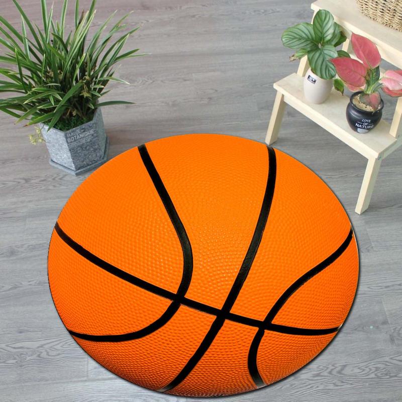 Basketball Round Carpet Non-slip Floor Mat Home Room Decor