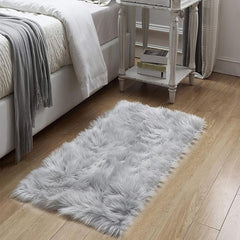 Soft Light Grey Shaggy Rug for Bedroom & Living Room Plush Carpet
