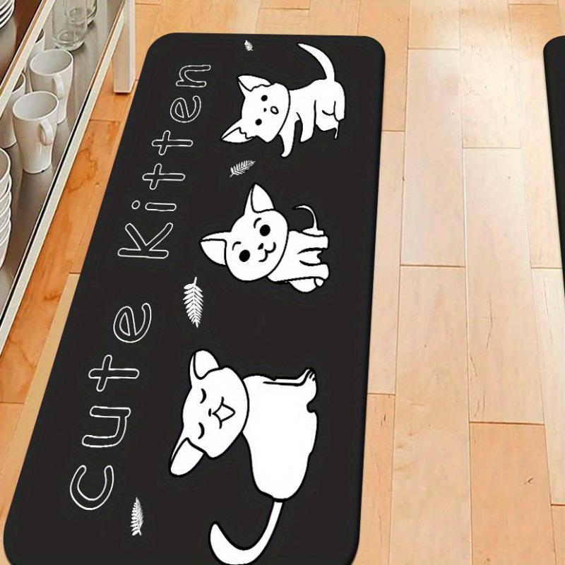 Soft Cat Print Kitchen Rug Anti Fatigue Non Slip