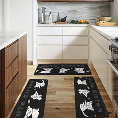 Soft Cat Print Kitchen Rug Anti Fatigue Non Slip