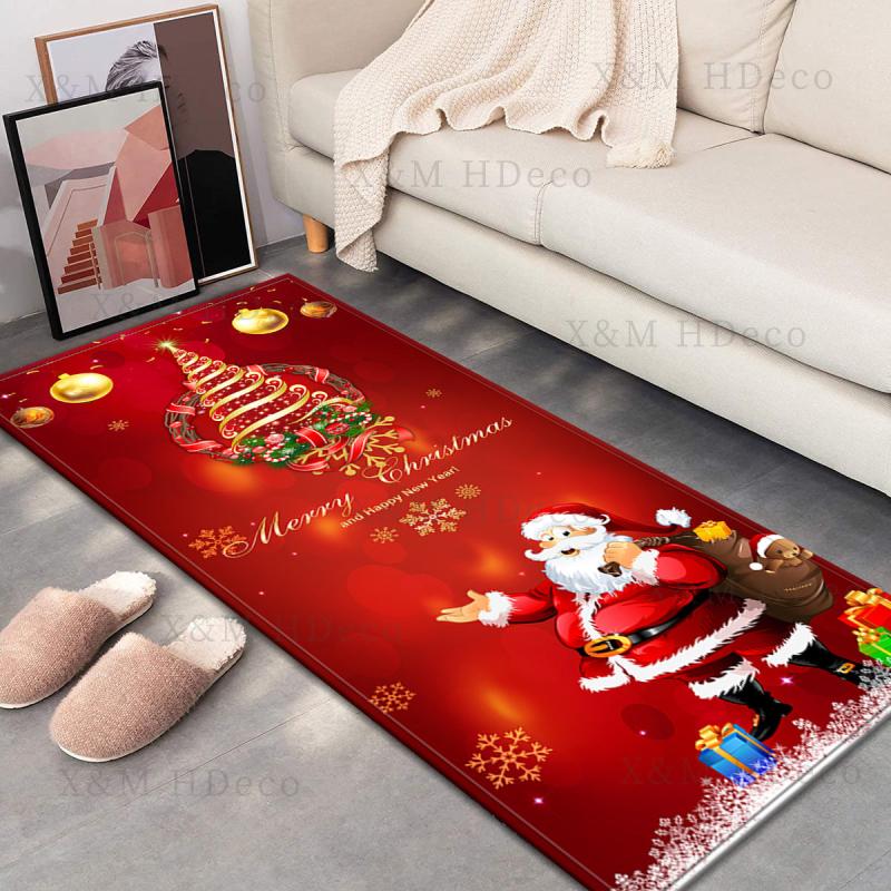 Christmas Santa Area Rug Non Slip Holiday Carpet Runner