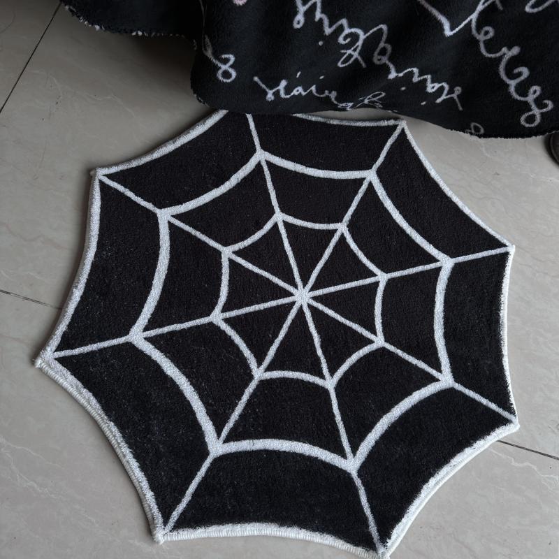 Halloween Kitchen Rug Spider Web Mat Pumpkin Floor Mat Soft and Comfortable