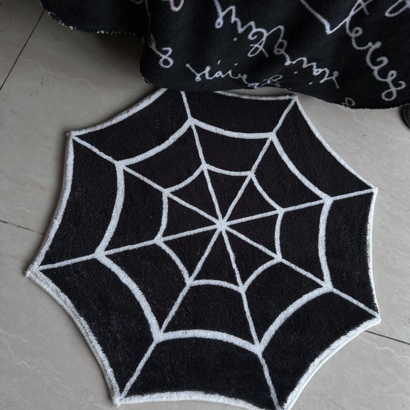 Halloween Kitchen Rug Spider Web Mat Pumpkin Floor Mat Soft and Comfortable