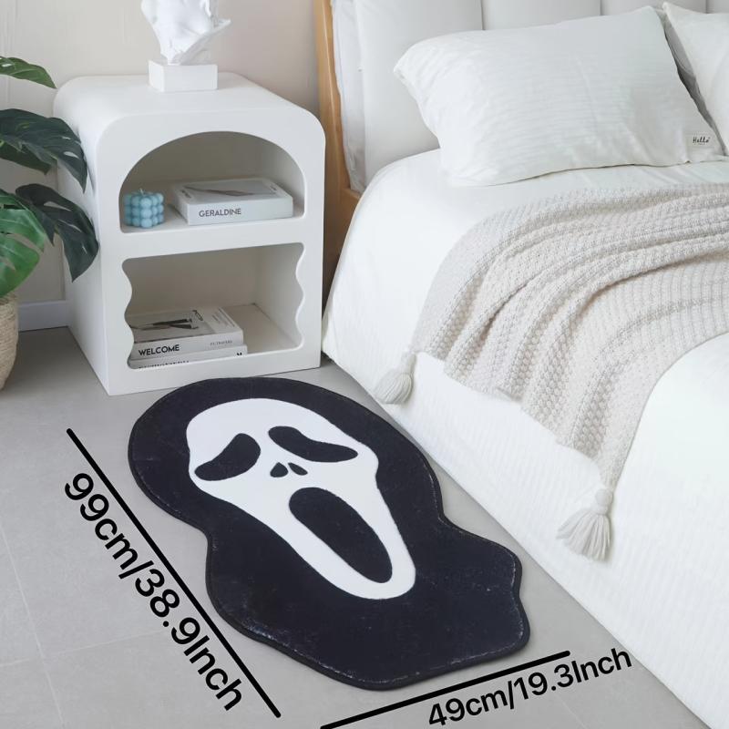 Large Skull Bath Mat Fluffy Soft Plush Non Slip Bathroom Rug Mats