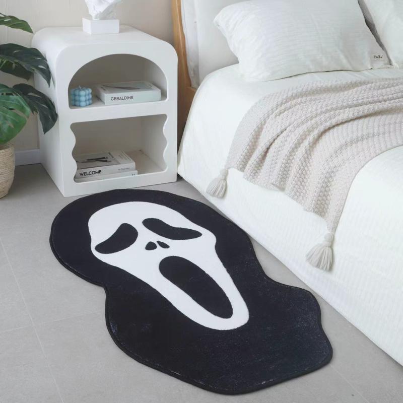 Large Skull Bath Mat Fluffy Soft Plush Non Slip Bathroom Rug Mats