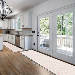 Modern Plaid Non Slip 2'X10' Indoor Outdoor Waterproof Runner Rug