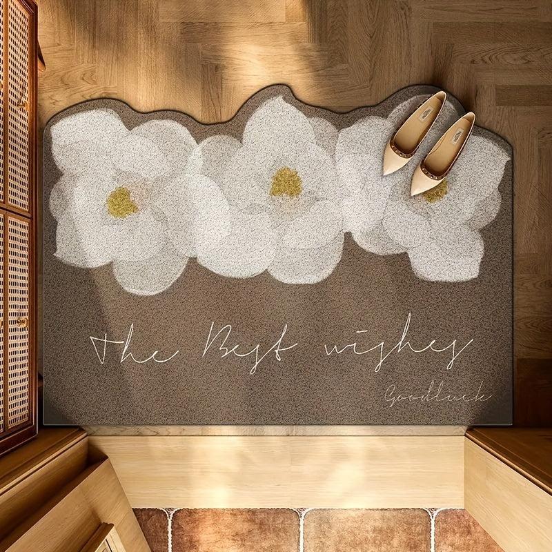 1pc Floral Indoor Door Mat Irregular Entrance Mat Outdoor Mat